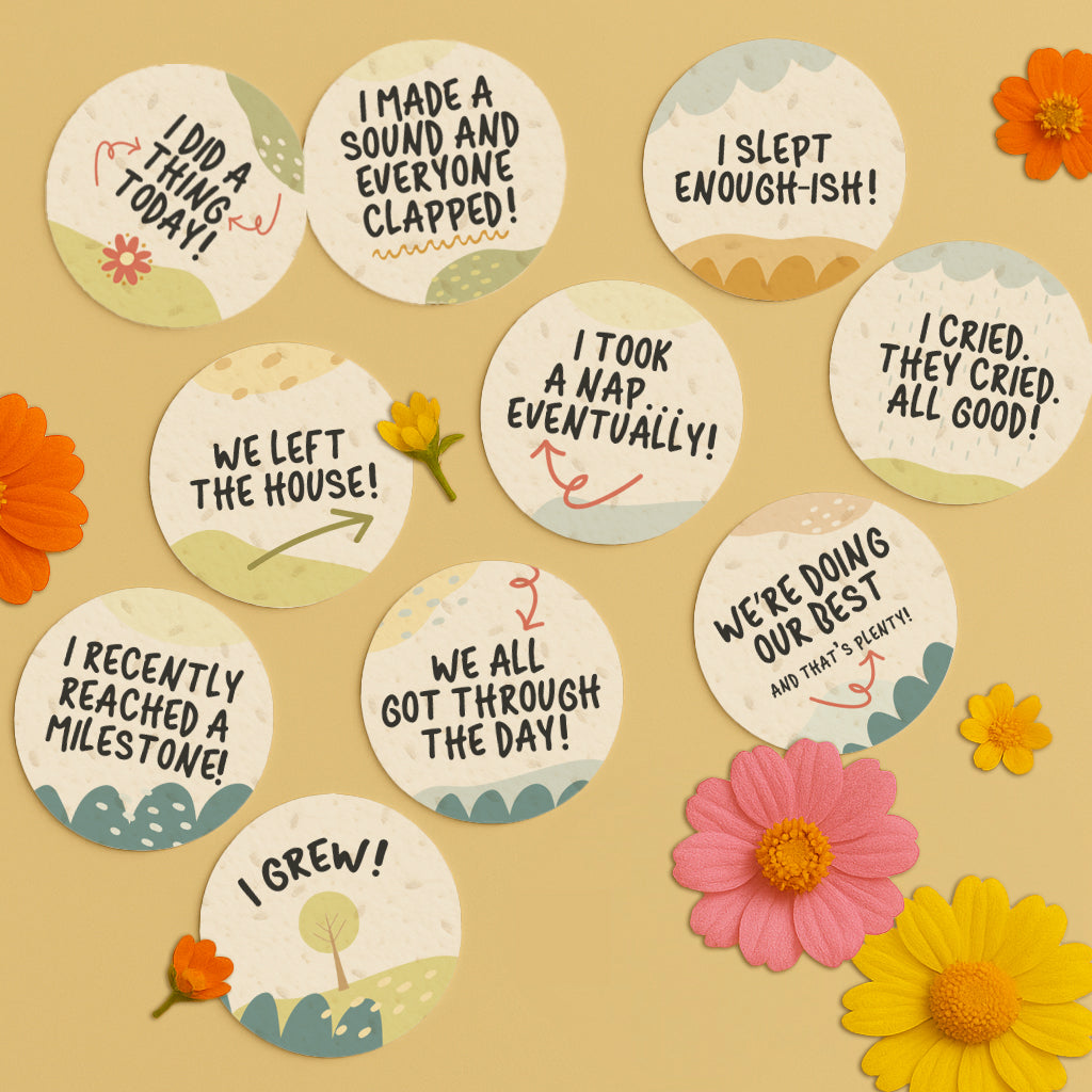 Plantable baby milestone card with wildflower seeds