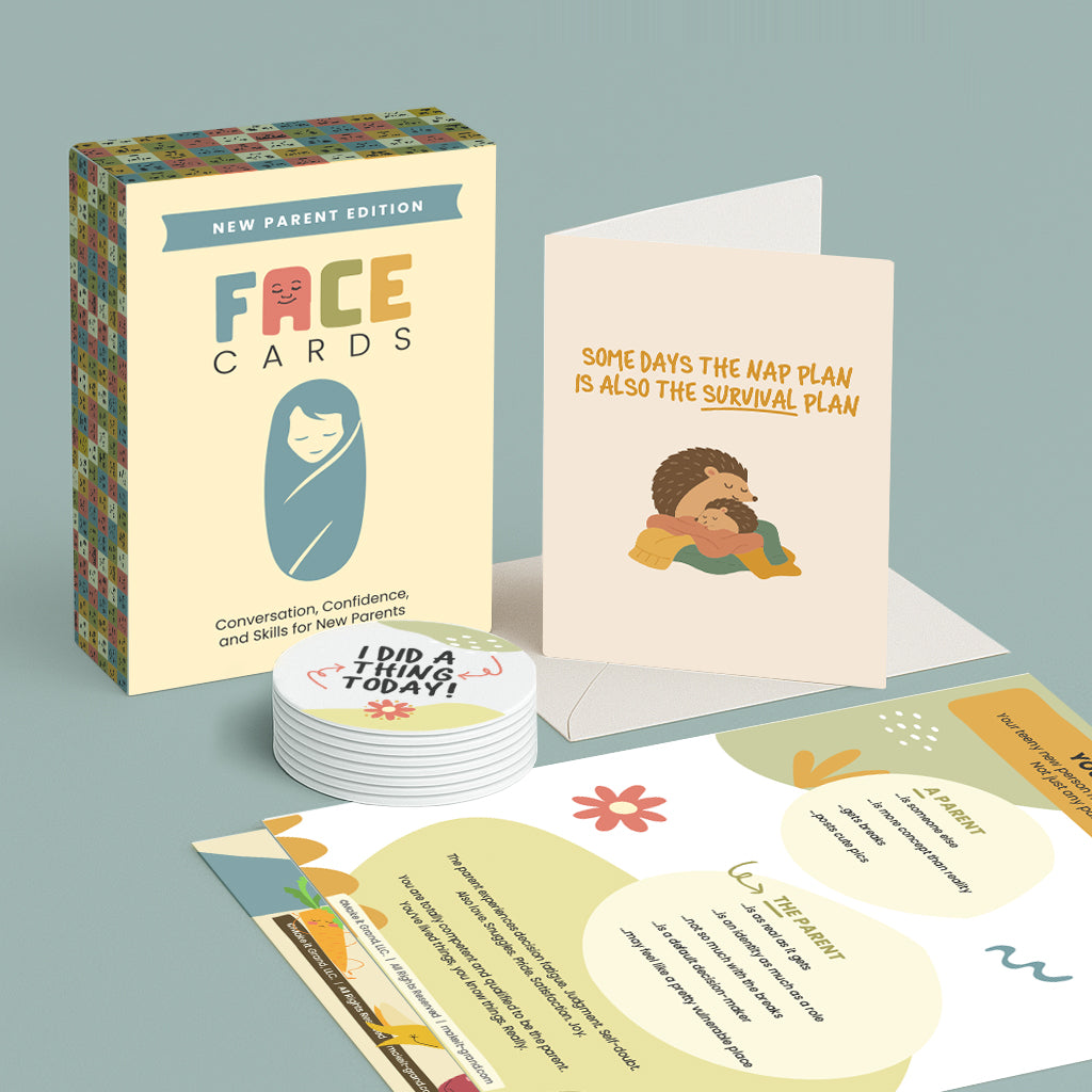 New Parent Bundle: FACE Cards (New Parent Edition) + Milestone Discs + 30 Printable PDFs + Hedgehog Greeting Card + Free Shipping
