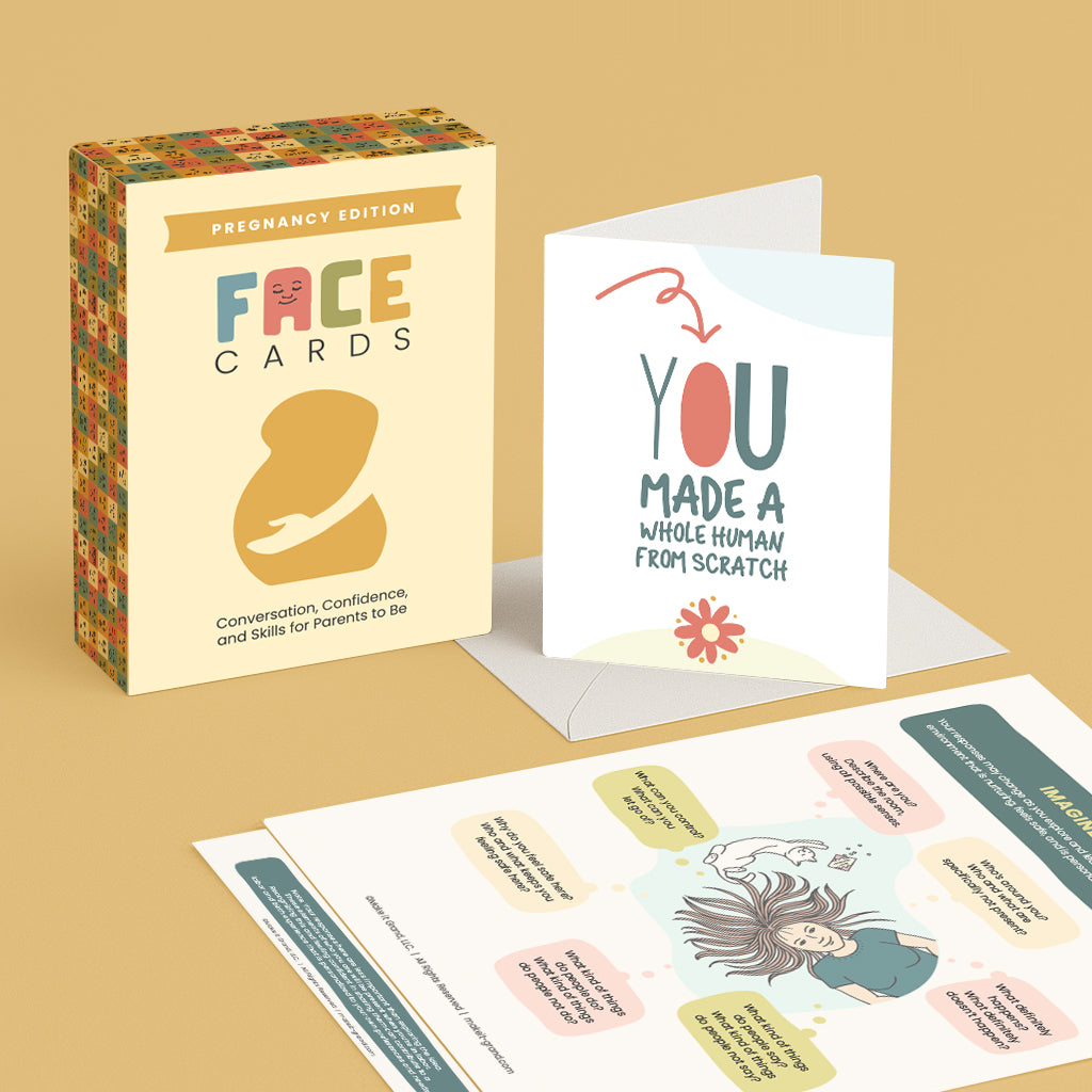 Pregnancy & Birth Bundle: FACE Cards (Pregnancy Edition) + 30 Printable PDFs + “You Made a Human” Greeting Card + Free Shipping