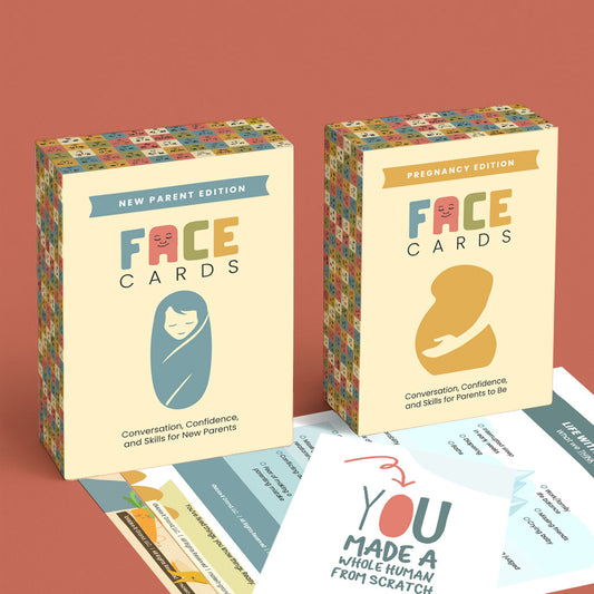 Two-Deck Bundle: FACE Cards (Pregnancy + New Parent Editions) + 30 Printable PDFs + “You Made a Human” Greeting Card + Free Shipping
