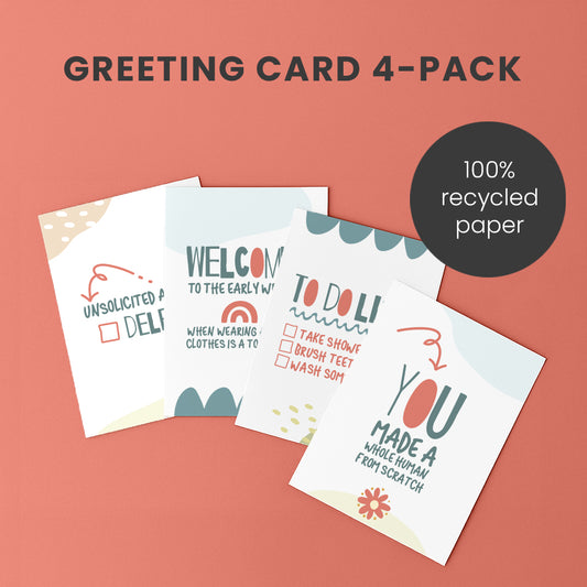 New Baby Greeting Cards 4-Pack Solidarity Through Snark Edition