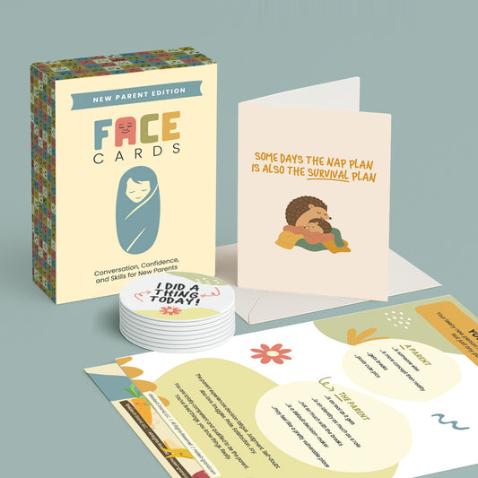 New Parent Bundle: FACE Cards (New Parent Edition) + Milestone Discs + 30 Printable PDFs + Hedgehog Greeting Card + Free Shipping