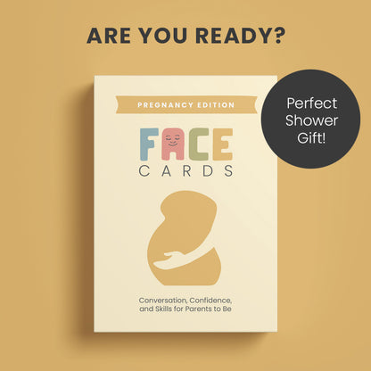 Conversation cards for pregnancy and new parents, with printables and greeting card